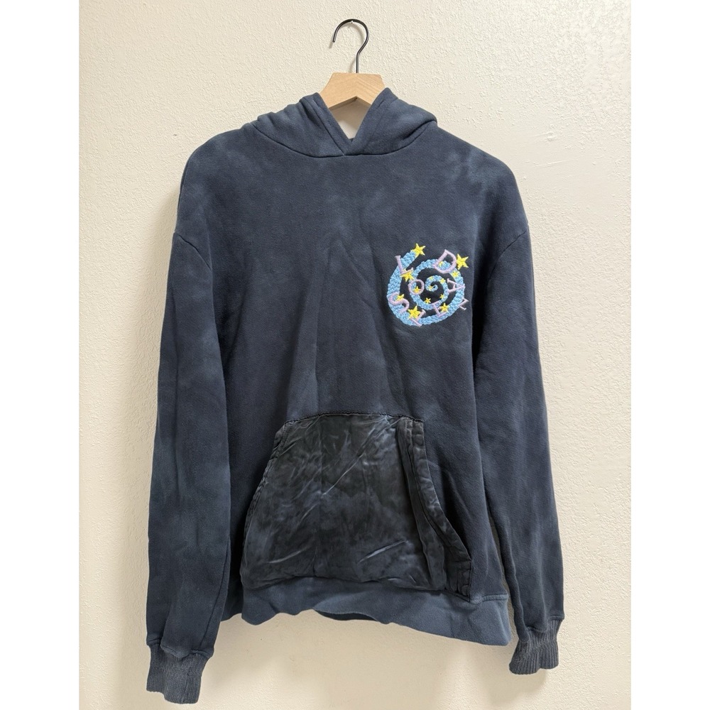 Lost Daze Men's Black Cotton Spiral Graphic Pullover Hoodie Sweater Size S